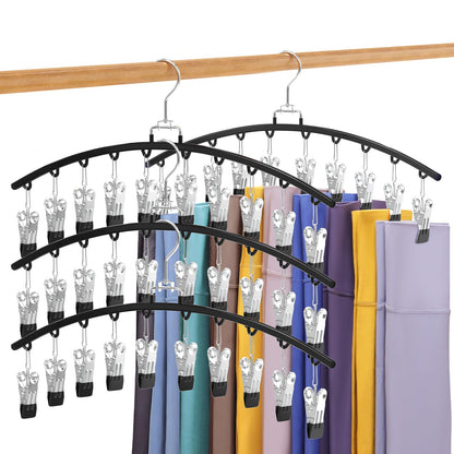 2 Pack Legging Organizer for Closet 360° Swivel, Metal Gym Clothes Organizer w/20 Clips Holds 20 Leggings, Hangers Space Saving, Closet Organizers and Storage, Dorm Room Organization Essentials, Black