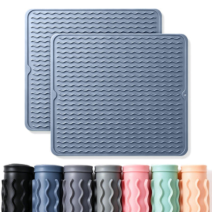 2 Pack Caketime Silicone Dish Drying Mat for Kitchen Counter Heat Resistant Under Sink Waterproof Coffee Bar Accessories Dining Rack Stone Utensil Holder Countertop Decor Must Haves 2026