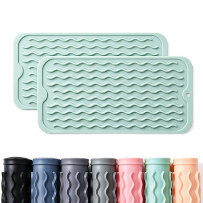 2 Pack Caketime Silicone Dish Drying Mat for Kitchen Counter Heat Resistant Under Sink Waterproof Coffee Bar Accessories Dining Rack Stone Utensil Holder Countertop Decor Must Haves 2026