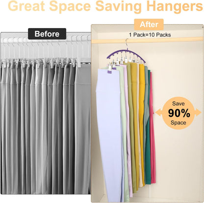 Volnamal Legging Organizer for Closet,2 Pack Metal Yoga Pants Hanger-Purple