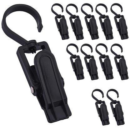 12 Pcs Super Strong Plastic Swivel Hanging Hooks, Curtain Clips, Clothes Pins, Beach Towel Clips, Home Swivel Laundry Clips for Hats, Pants, Towels, Socks, Pants (White)