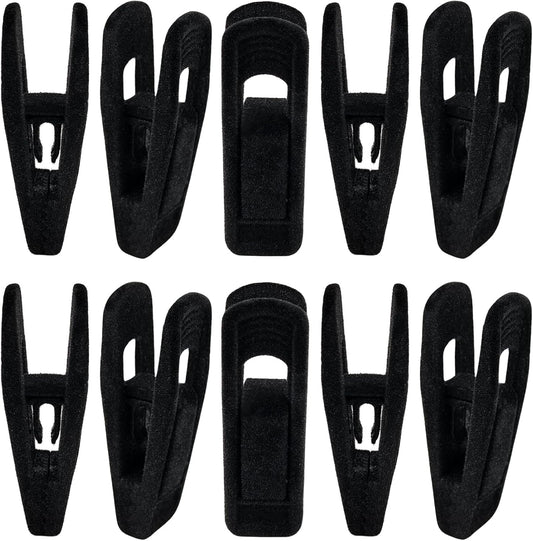 WANGSHIQI Velvet Hangers Clips,10 Pack Black Pants Velvet Clips, Strong Finger Clips Perfect for Slim-line Clothes Velvet Hangers (10, Black)