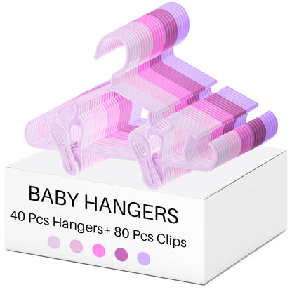 Hsei Baby Hanger with Clip for Pant,120 Packs Total,Black,10.6 Inch