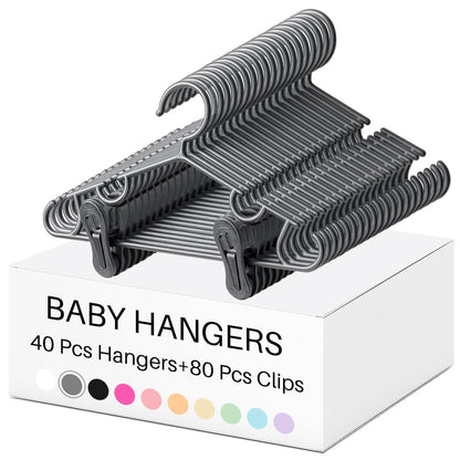 Hsei Baby Hanger with Clip for Pant,120 Packs Total,Black,10.6 Inch