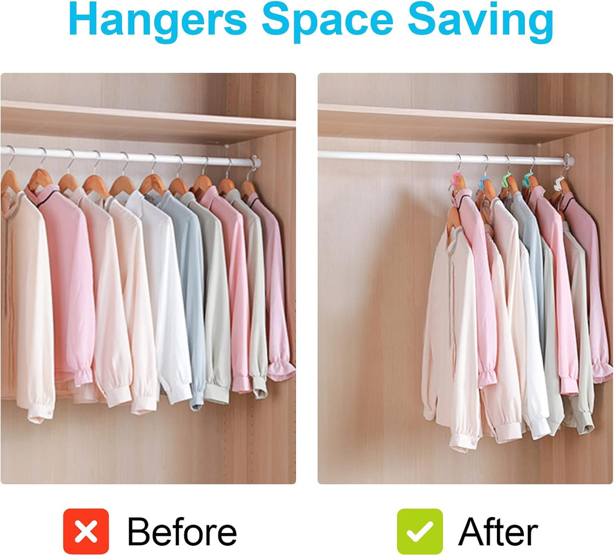 100 PCS Hanger Connector Hooks, Hangers Space Saving, Hanger Clips for Plastic Hangers(5 Color)