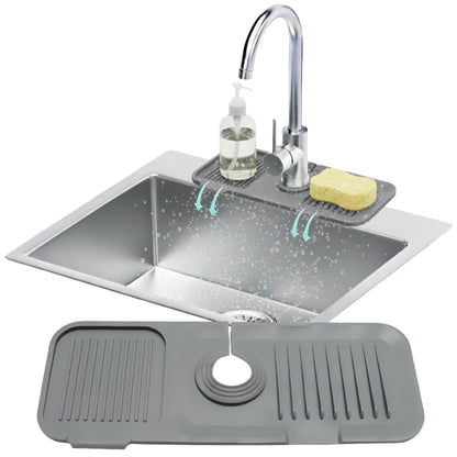 14.6” Silicone Faucet Mat For Kitchen Sink, Kitchen Sink Splash Guard Behind Faucet, Kitchen Faucet Mat For Kitchen Sink, Kitchen Sink Faucet Mat Splash Guard and Sink Water Splash Guard (Black)