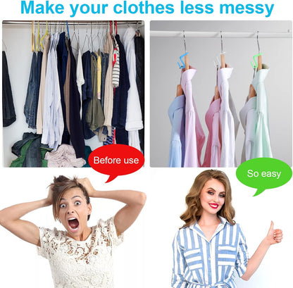 100 PCS Hanger Connector Hooks, Hangers Space Saving, Hanger Clips for Plastic Hangers(5 Color)