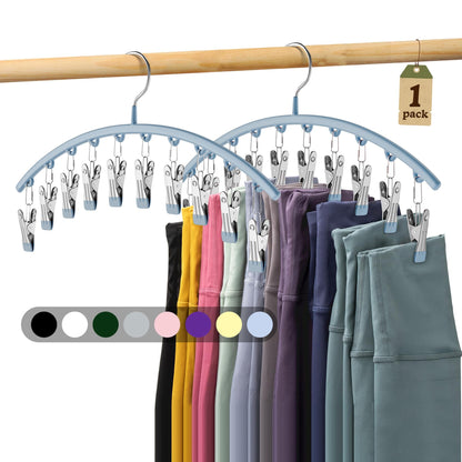 Volnamal Legging Organizer for Closet,2 Pack Metal Yoga Pants Hangers w/10 Clips Hold 20 Leggings,Space Saving Hanging Closet Organizer Clothes Hanger College Dorm Essentials Apartment Essential,Black