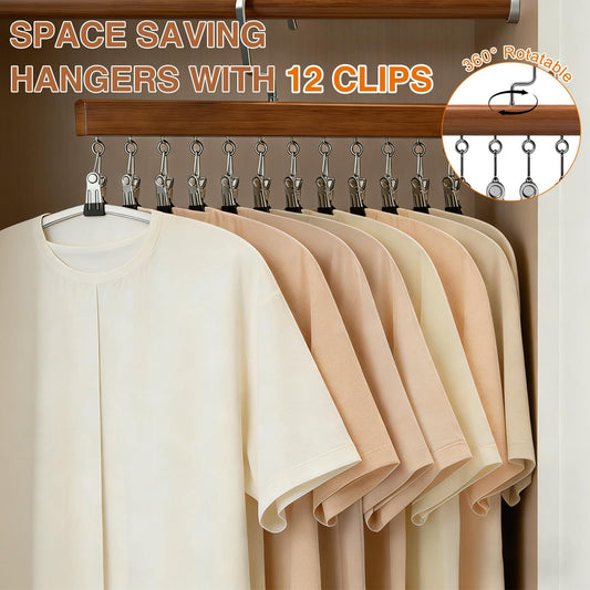 Closet Organizer with 10 Clips,2 PCS Space Saving Hanging Closet