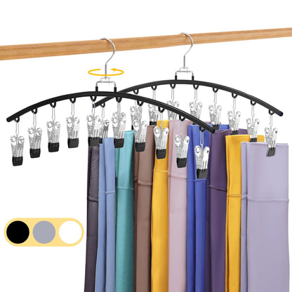 2 Pack Legging Organizer for Closet 360° Swivel, Metal Gym Clothes Organizer w/20 Clips Holds 20 Leggings, Hangers Space Saving, Closet Organizers and Storage, Dorm Room Organization Essentials, Black