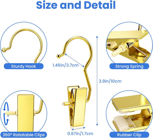 Senbowe 20 Pack Gold Boot Clips for Closet, Hanging Clips Clothes Pins