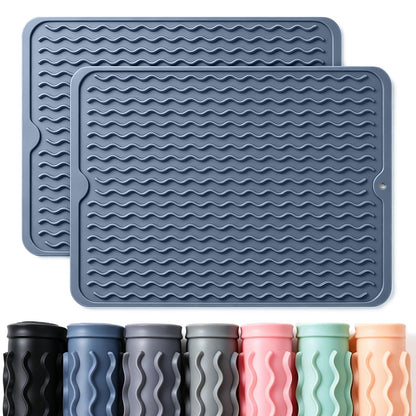 2 Pack Caketime Silicone Dish Drying Mat for Kitchen Counter Heat Resistant Under Sink Waterproof Coffee Bar Accessories Dining Rack Stone Utensil Holder Countertop Decor Must Haves 2026