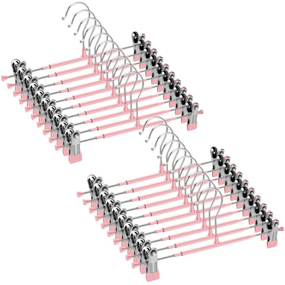 20 Pack Pants Hangers with Clips,Skirt Hangers Space Saving, Heavy-Duty Pant Hangers Metal Clothes Hanger for Closet, Black