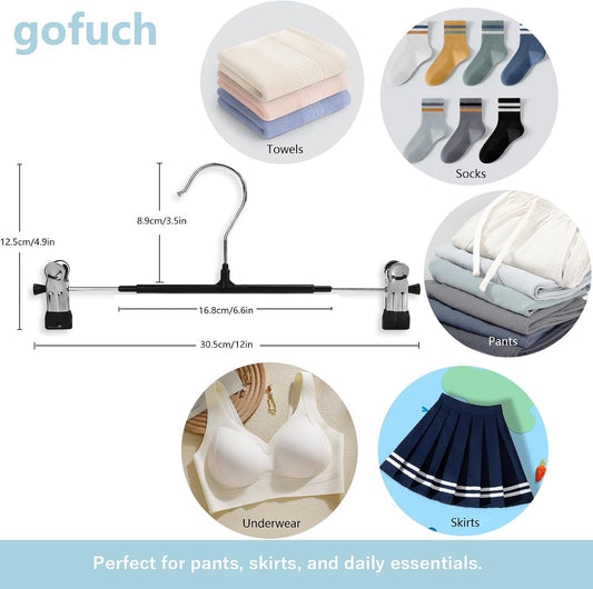 Pants Hangers with Clips Skirt Hangers 30 Pack, 12 Inch, Gray