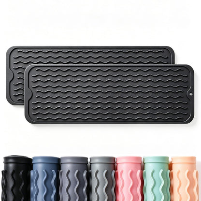 2 Pack Caketime Silicone Dish Drying Mat for Kitchen Counter Heat Resistant Under Sink Waterproof Coffee Bar Accessories Dining Rack Stone Utensil Holder Countertop Decor Must Haves 2026