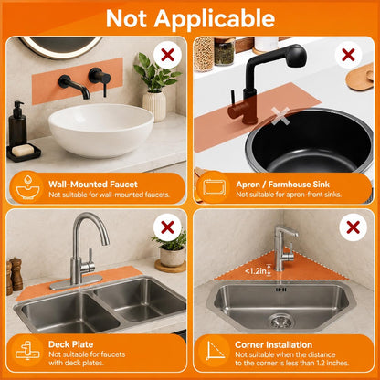 24 Inch Silicone Faucet Mat for Kitchen Sink Splash Guard, W/Sink Baffle