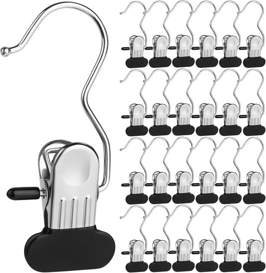 25Pcs Laundry Hook Hangers with Clothes Pins for Hats Clothes Bags