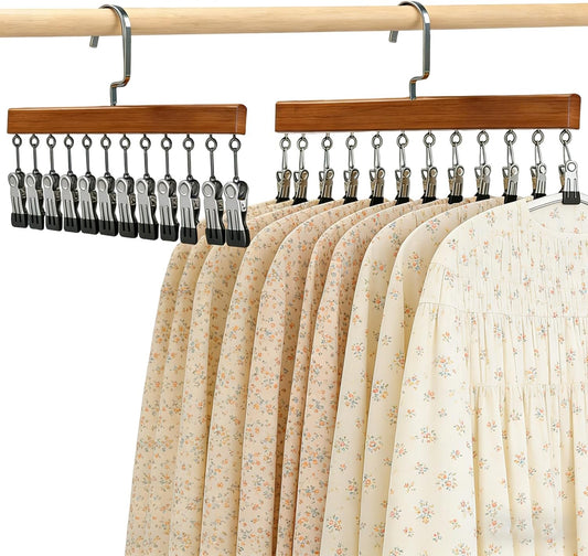 Closet Organizer with 10 Clips,2 PCS Space Saving Hanging Closet