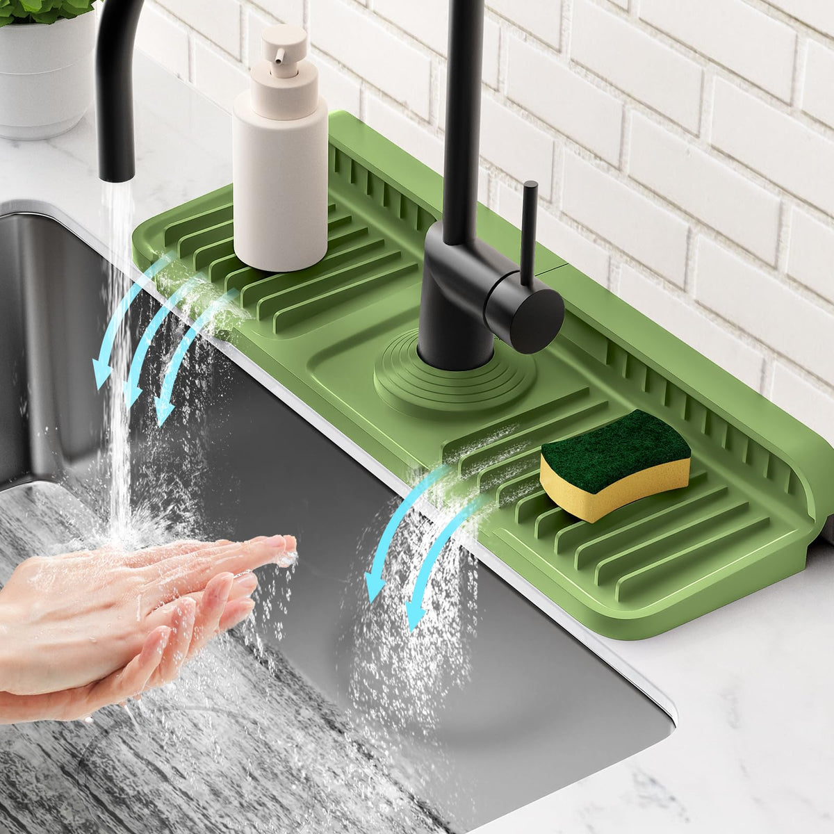 24'' Longer Faucet Mat for Kitchen Sink Water Splash Guard Behind Faucet