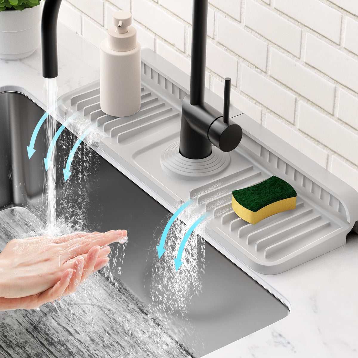 24'' Longer Faucet Mat for Kitchen Sink Water Splash Guard Behind Faucet