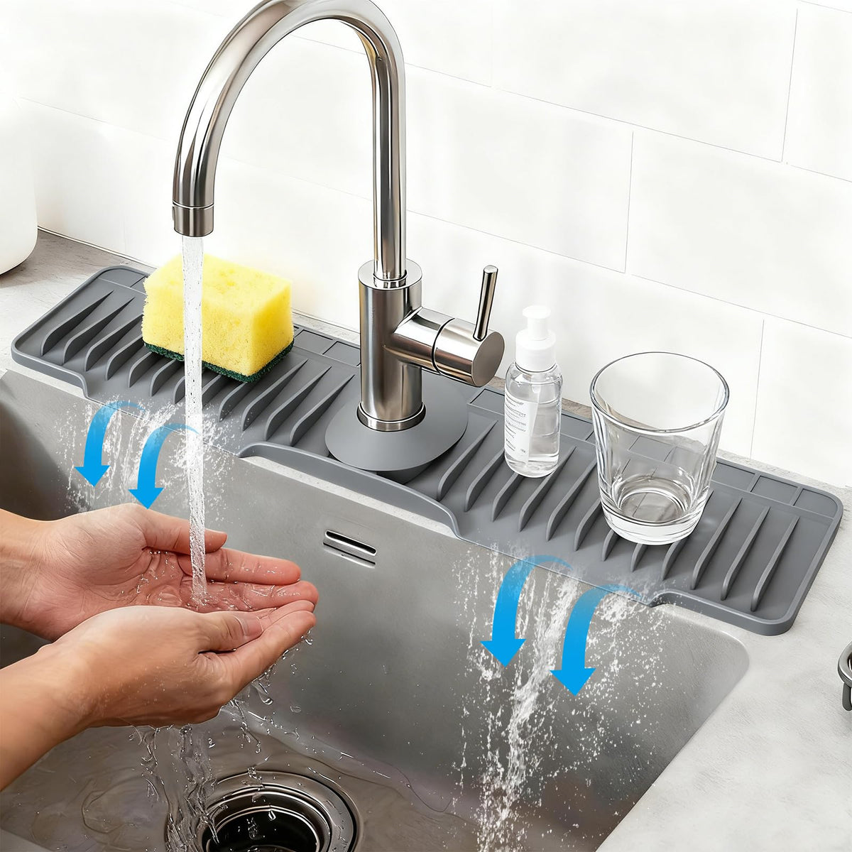16" Silicone Faucet Mat for Kitchen Sink of The Lastest, Beige