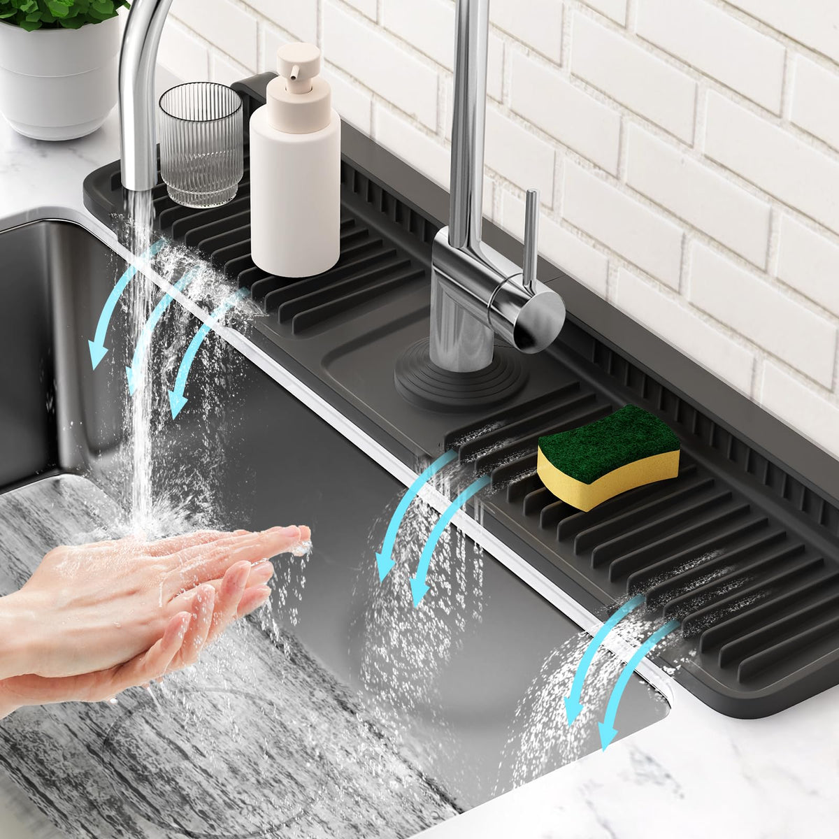 24'' Longer Faucet Mat for Kitchen Sink Water Splash Guard Behind Faucet