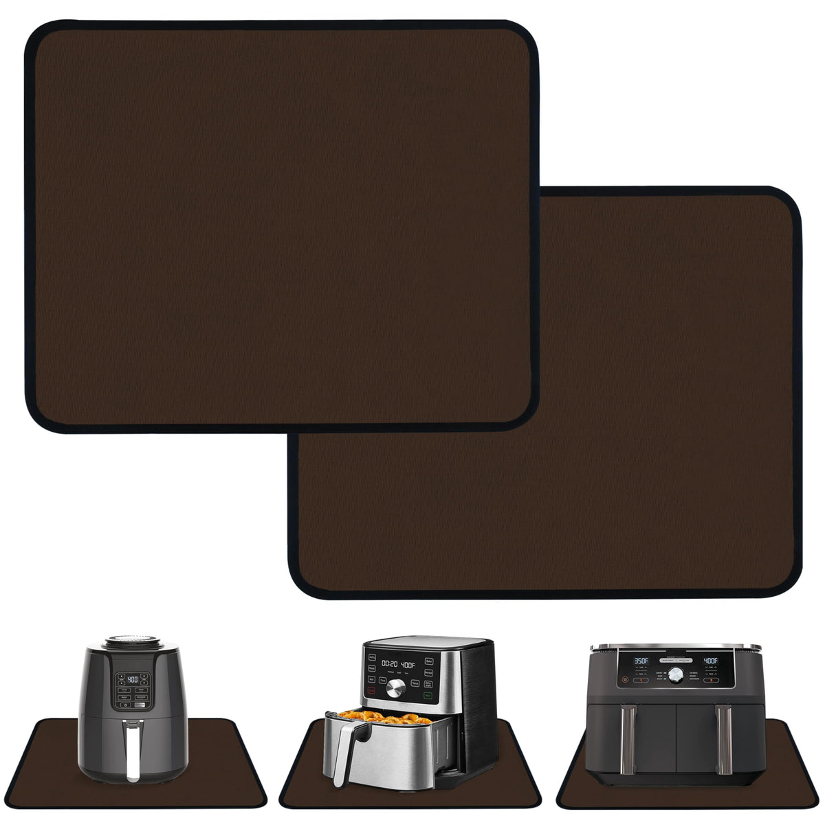 2 PCS Heat Resistant Mats for Countertop Air Fryer, 24x16in, Black
