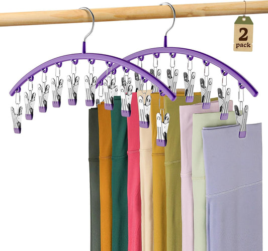 Volnamal Legging Organizer for Closet,2 Pack Metal Yoga Pants Hanger-Purple