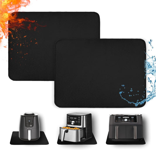 2 PCS Heat Resistant Mats for Countertop Air Fryer, 24x16in, Black