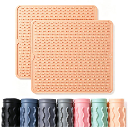 2 Pack Caketime Silicone Dish Drying Mat for Kitchen Counter Heat Resistant Under Sink Waterproof Coffee Bar Accessories Dining Rack Stone Utensil Holder Countertop Decor Must Haves 2026