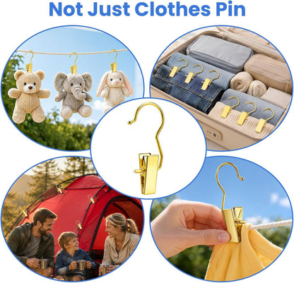Senbowe 20 Pack Gold Boot Clips for Closet, Hanging Clips Clothes Pins