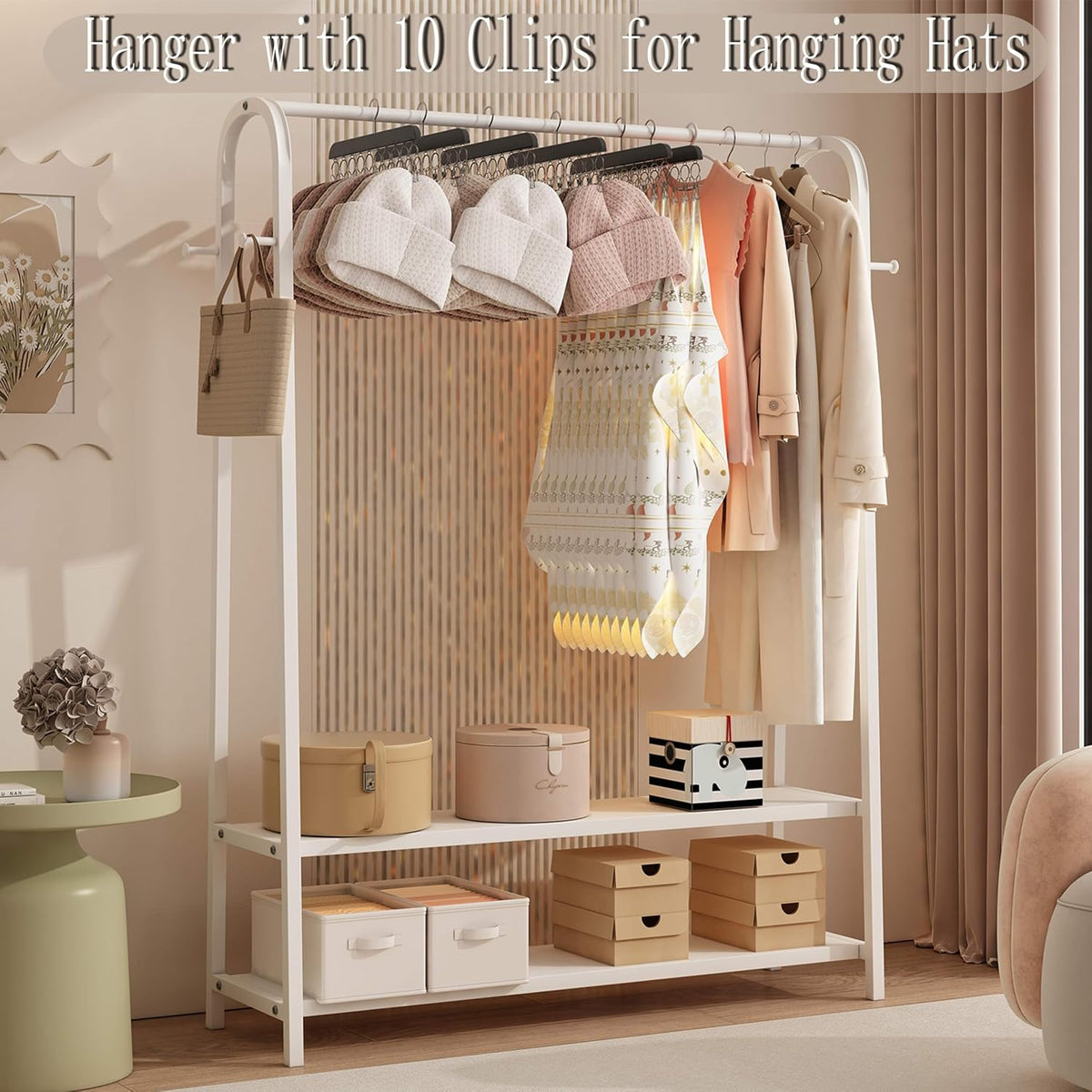 2 Pack Hat Hangers for Closet,Beanie Organizer with 10 Hat Clips