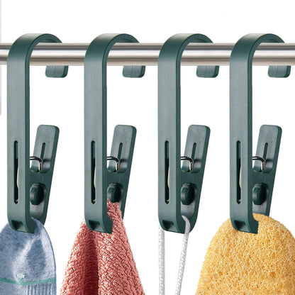 Laundry Hooks with Clips Hanger Closet Organizer Clamps Socks Boot Bras Towels for Bathroom Wardrobe Kitchen Office 4Pcs (Black)