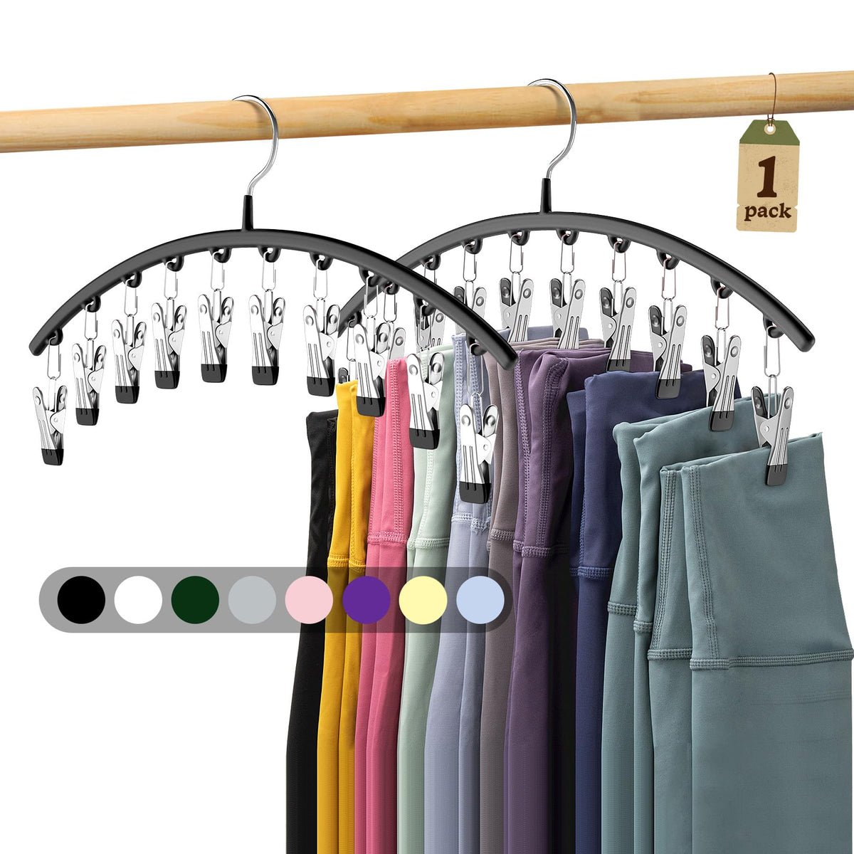 Volnamal Legging Organizer for Closet,2 Pack Metal Yoga Pants Hanger-Purple