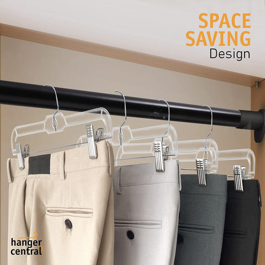 14 Inch Clear Pants Hangers, 12 Pack