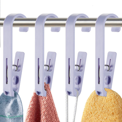 Laundry Hooks with Clips Hanger Closet Organizer Clamps Socks Boot Bras Towels for Bathroom Wardrobe Kitchen Office 4Pcs (Black)