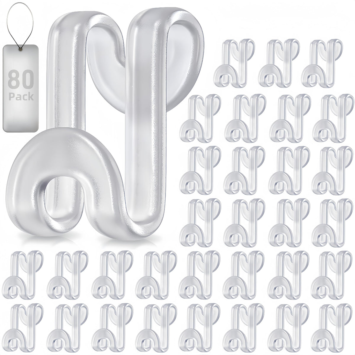 100Pcs Space Saving Hanger Hooks, Plastic Hanger Connector Hooks Black