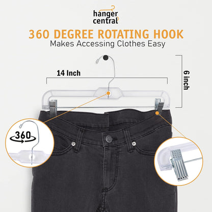 14 Inch Clear Pants Hangers, 12 Pack