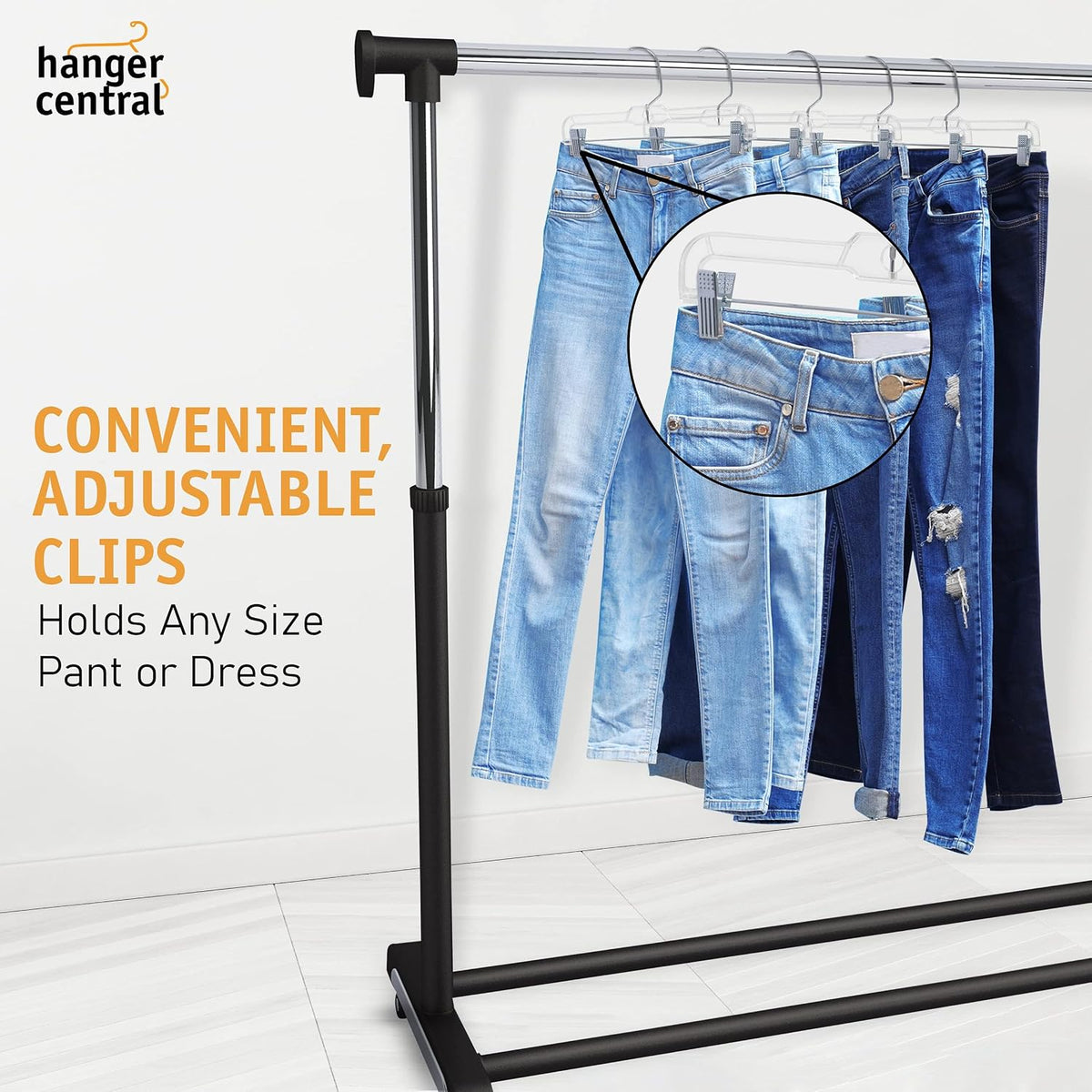 14 Inch Clear Pants Hangers, 12 Pack
