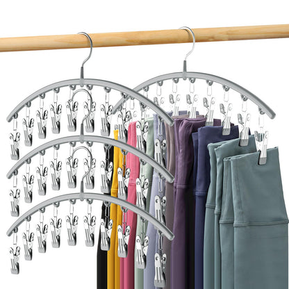 Volnamal Legging Organizer for Closet,2 Pack Metal Yoga Pants Hangers w/10 Clips Hold 20 Leggings,Space Saving Hanging Closet Organizer Clothes Hanger College Dorm Essentials Apartment Essential,Black