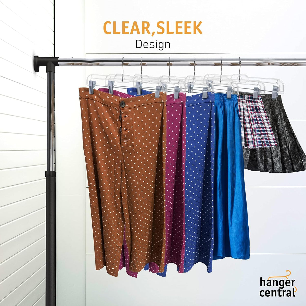 14 Inch Clear Pants Hangers, 12 Pack