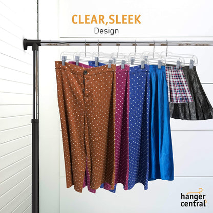14 Inch Clear Pants Hangers, 12 Pack