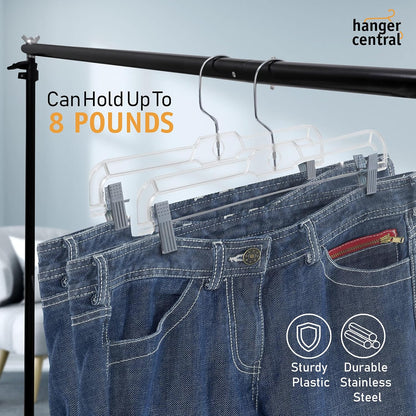 14 Inch Clear Pants Hangers, 12 Pack